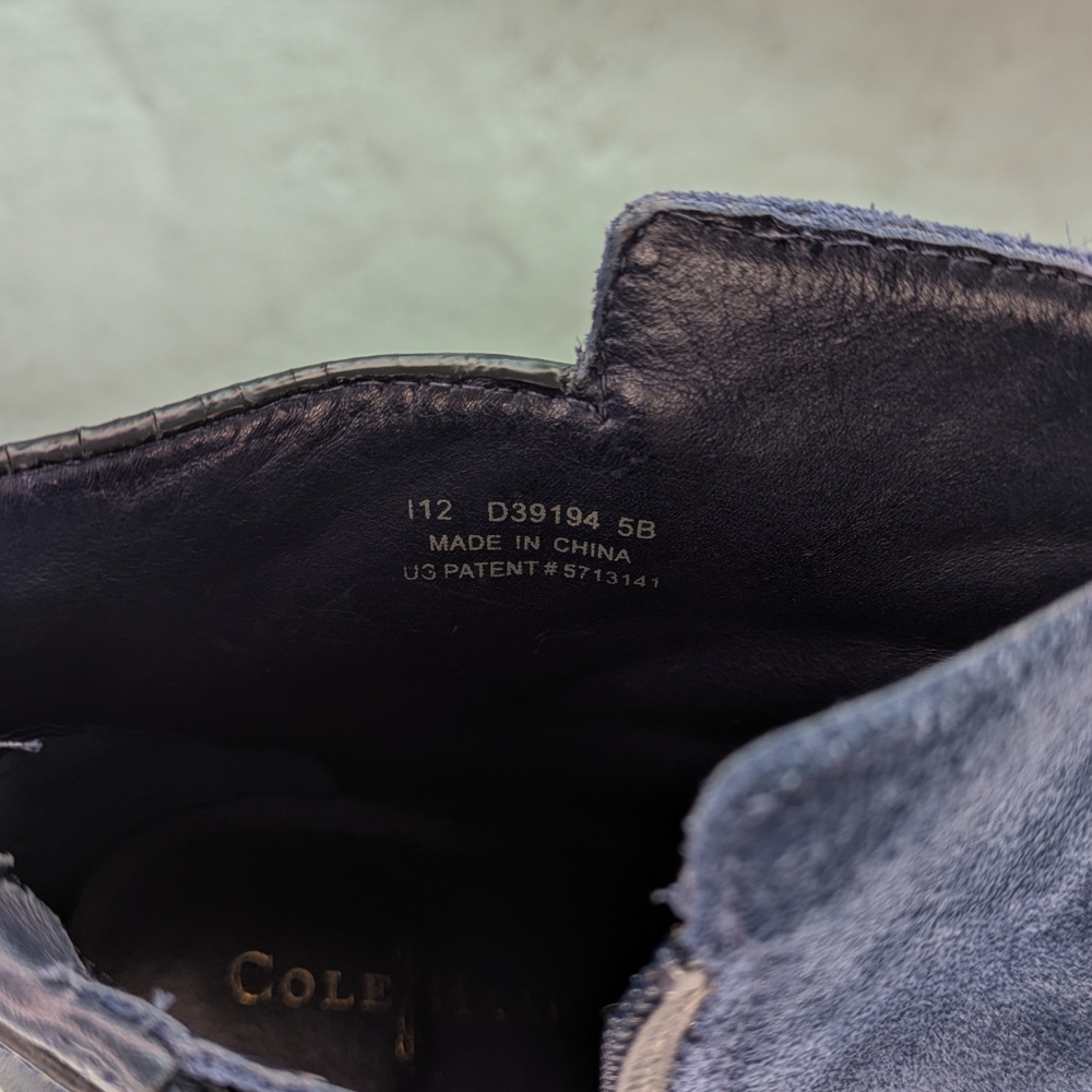Cole Haan X Nike Air 5B Wedge Boots Dark Blue Ankle Booties Suede Leather - Picture 6 of 8